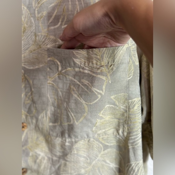 Caribbean Silk Blend Tropical Leaf Print Short Sleeve Shirt Mens Size M - Picture 6 of 11